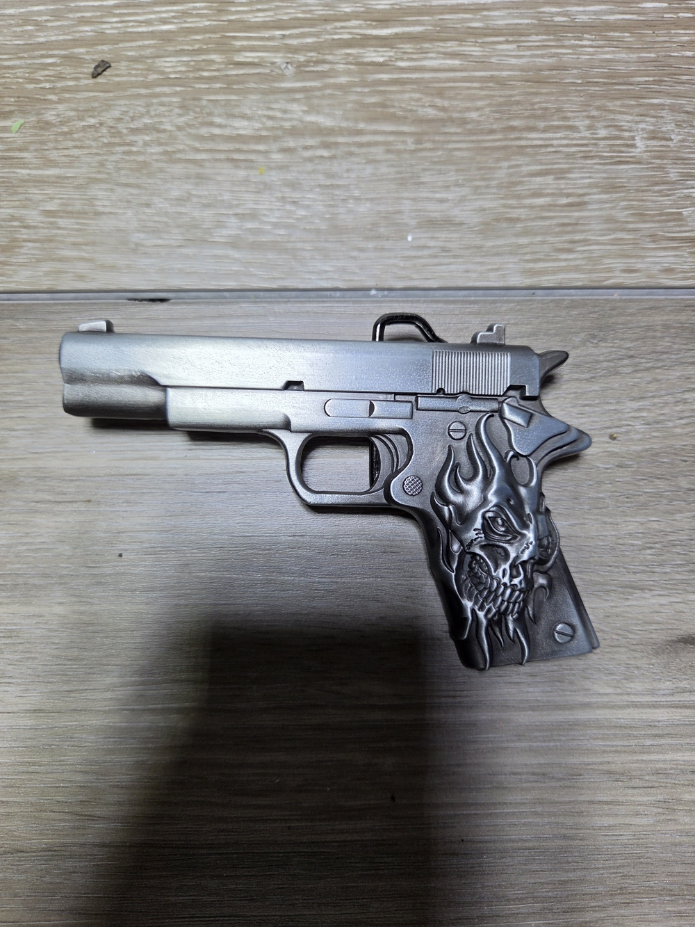 Fun Buckles Skull Flame Pistol Gun Metal Belt Buckle